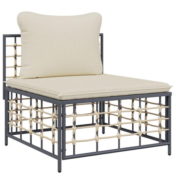 vidaXL Garden Center Sofa with Beige Cushions Poly Rattan