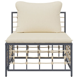 vidaXL Garden Center Sofa with Beige Cushions Poly Rattan