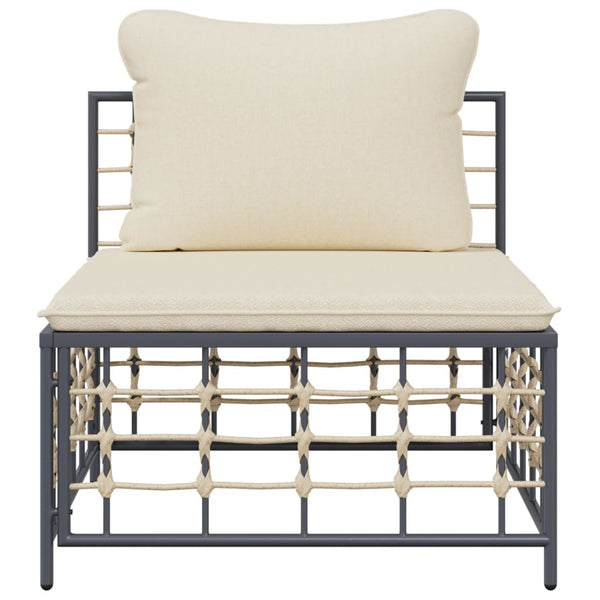 vidaXL Garden Center Sofa with Beige Cushions Poly Rattan