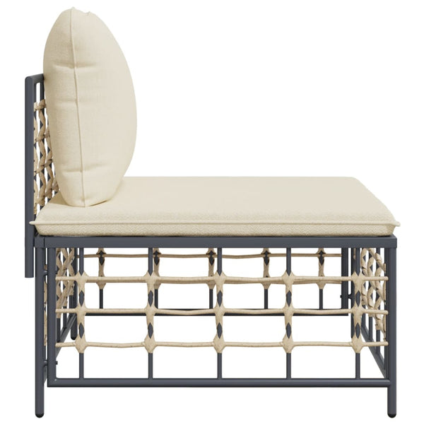 vidaXL Garden Center Sofa with Beige Cushions Poly Rattan
