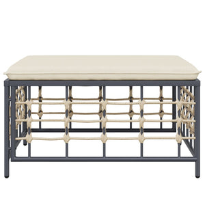 Gartenhocker Poly Rattan mit Beige Kissen