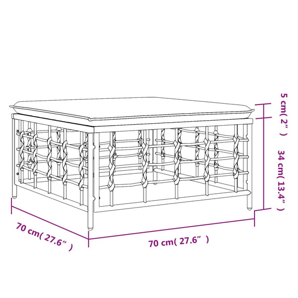 Gartenhocker Poly Rattan mit Beige Kissen