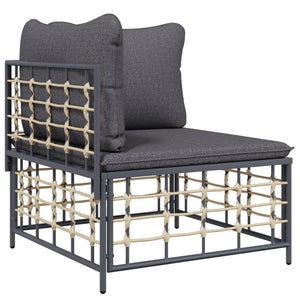 vidaXL Garden Corner Sofa with Dark Gray Cushions Poly Rattan
