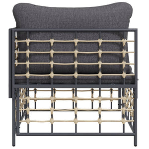 vidaXL Garden Corner Sofa with Dark Gray Cushions Poly Rattan