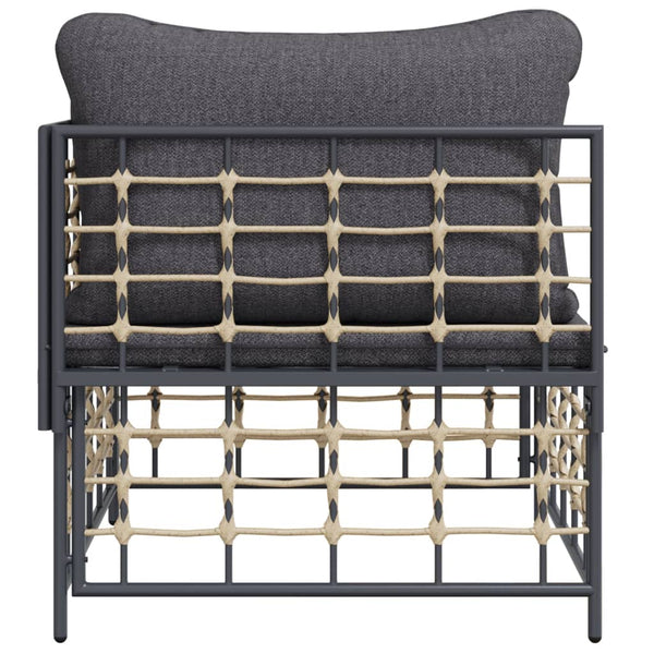 vidaXL Garden Corner Sofa with Dark Gray Cushions Poly Rattan