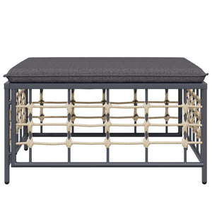 Gartenhocker Dunkelgrau Poly Rattan mit Kissen