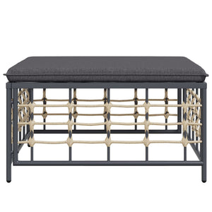 Gartenhocker Dunkelgrau Poly Rattan mit Kissen