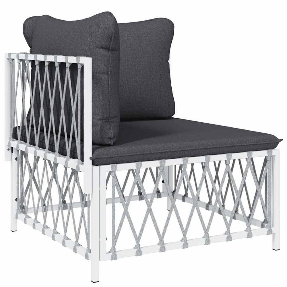 Garten Ecksofa Weiß mit Kissen