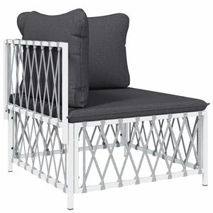 vidaXL Canapé d'angle de jardin avec coussins Tissu Blanc