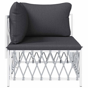 vidaXL Canapé d'angle de jardin avec coussins Tissu Blanc
