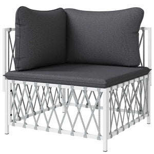 vidaXL Canapé d'angle de jardin avec coussins Tissu Blanc