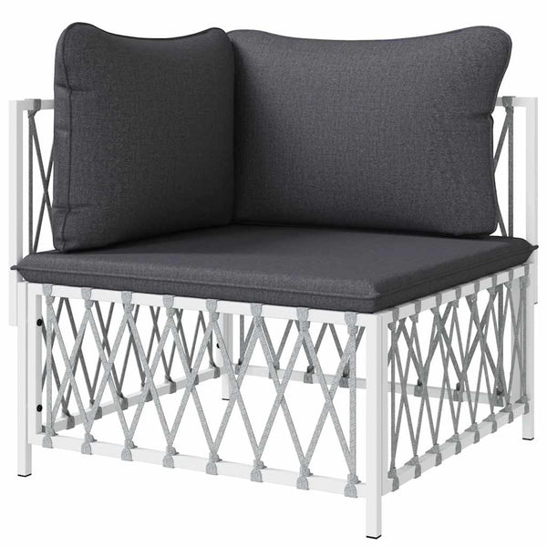 vidaXL Canapé d'angle de jardin avec coussins Tissu Blanc