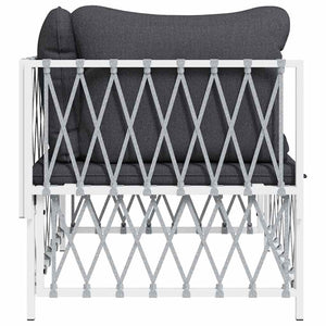 vidaXL Canapé d'angle de jardin avec coussins Tissu Blanc