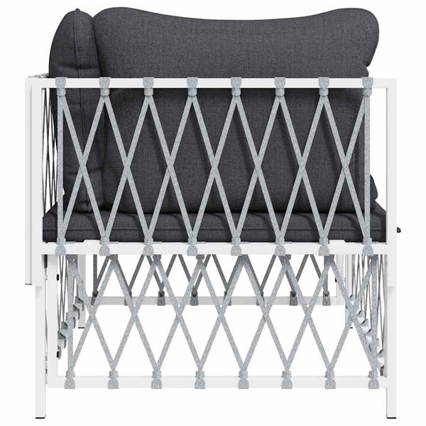 vidaXL Canapé d'angle de jardin avec coussins Tissu Blanc