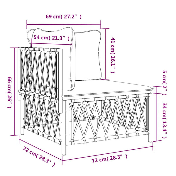 vidaXL Canapé d'angle de jardin avec coussins Tissu Blanc