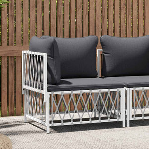 vidaXL Canapé d'angle de jardin avec coussins Tissu Blanc