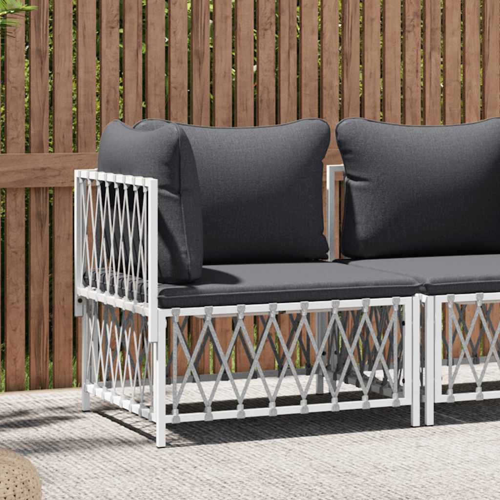 vidaXL Canapé d'angle de jardin avec coussins Tissu Blanc