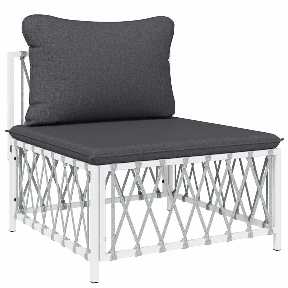 vidaXL Garden Center Sofa with Cushions White Fabric