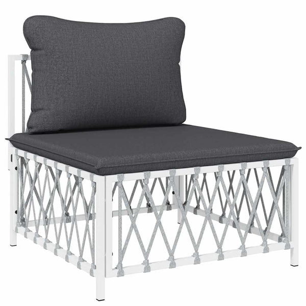 vidaXL Garden Center Sofa with Cushions White Fabric