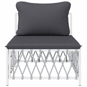 vidaXL Garden Center Sofa with Cushions White Fabric