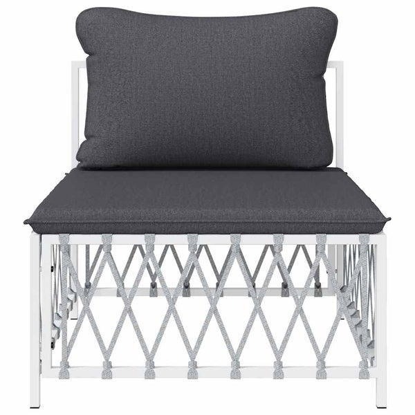 vidaXL Garden Center Sofa with Cushions White Fabric