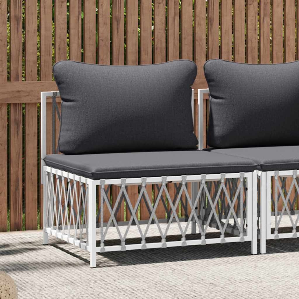 vidaXL Garden Center Sofa with Cushions White Fabric