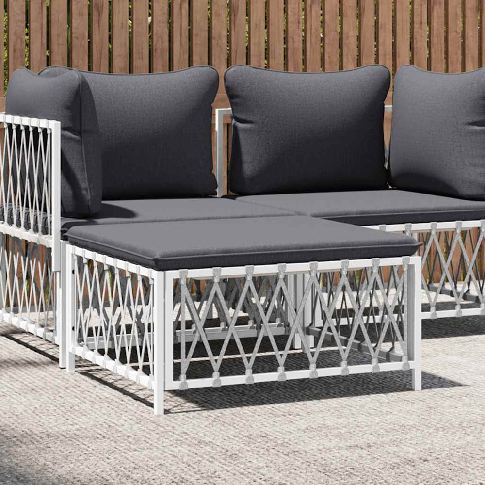 Gartenhocker Weiß mit Kissen