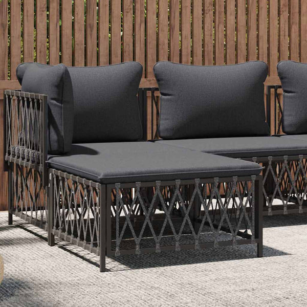Gartenhocker Anthrazit mit Kissen