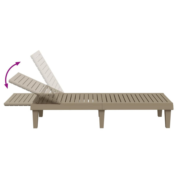 vidaXL Chaise longue Marron clair 155x58x83 cm Polypropylène