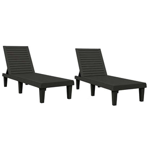 Sonnenliegen 2er Set Schwarz Polypropylen