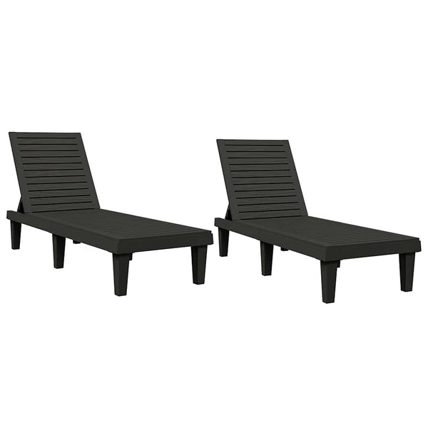 Sonnenliegen 2er Set Schwarz Polypropylen