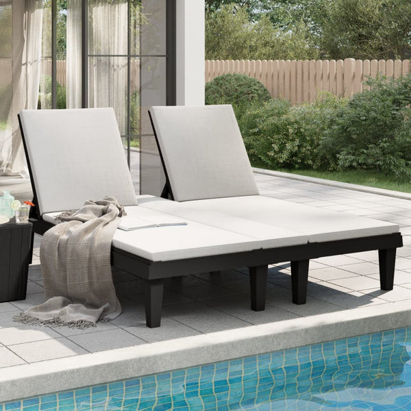 vidaXL Double chaise longue noire 155x138x83 cm polypropylène