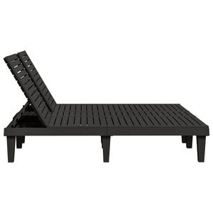 vidaXL Double chaise longue noire 155x138x83 cm polypropylène