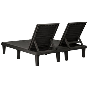 vidaXL Double chaise longue noire 155x138x83 cm polypropylène