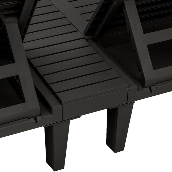 vidaXL Double chaise longue noire 155x138x83 cm polypropylène