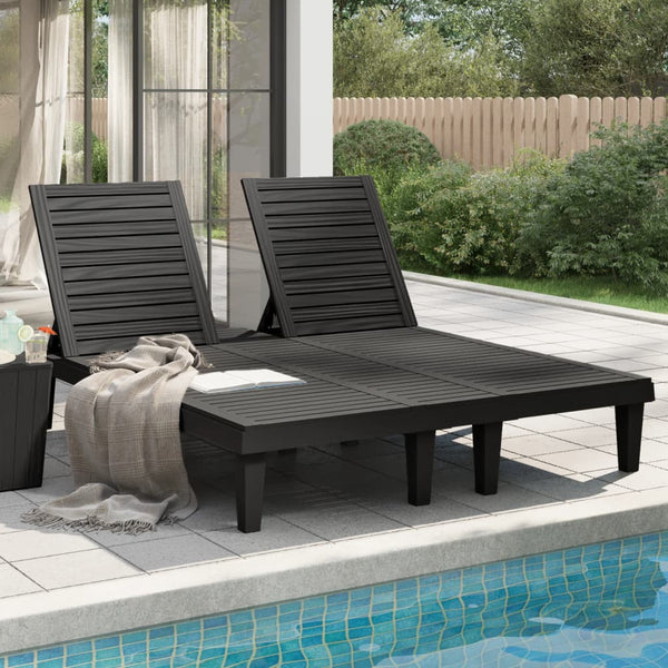 vidaXL Double chaise longue noire 155x138x83 cm polypropylène