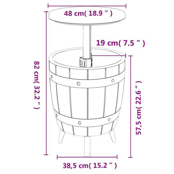 3-in-1 Tisch mit Eiskühler Hellbraun