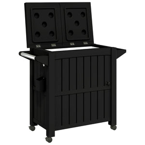 Schwarzer 3-in-1 Servierwagen mit Kühlbox