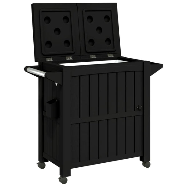 Schwarzer 3-in-1 Servierwagen mit Kühlbox