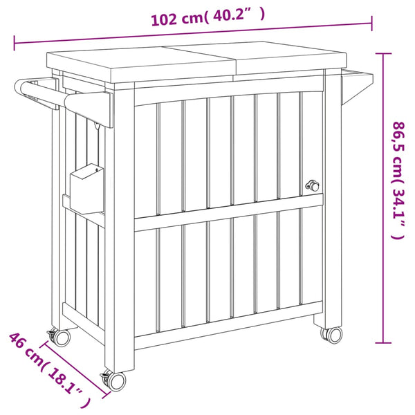 Schwarzer 3-in-1 Servierwagen mit Kühlbox