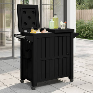 Schwarzer 3-in-1 Servierwagen mit Kühlbox