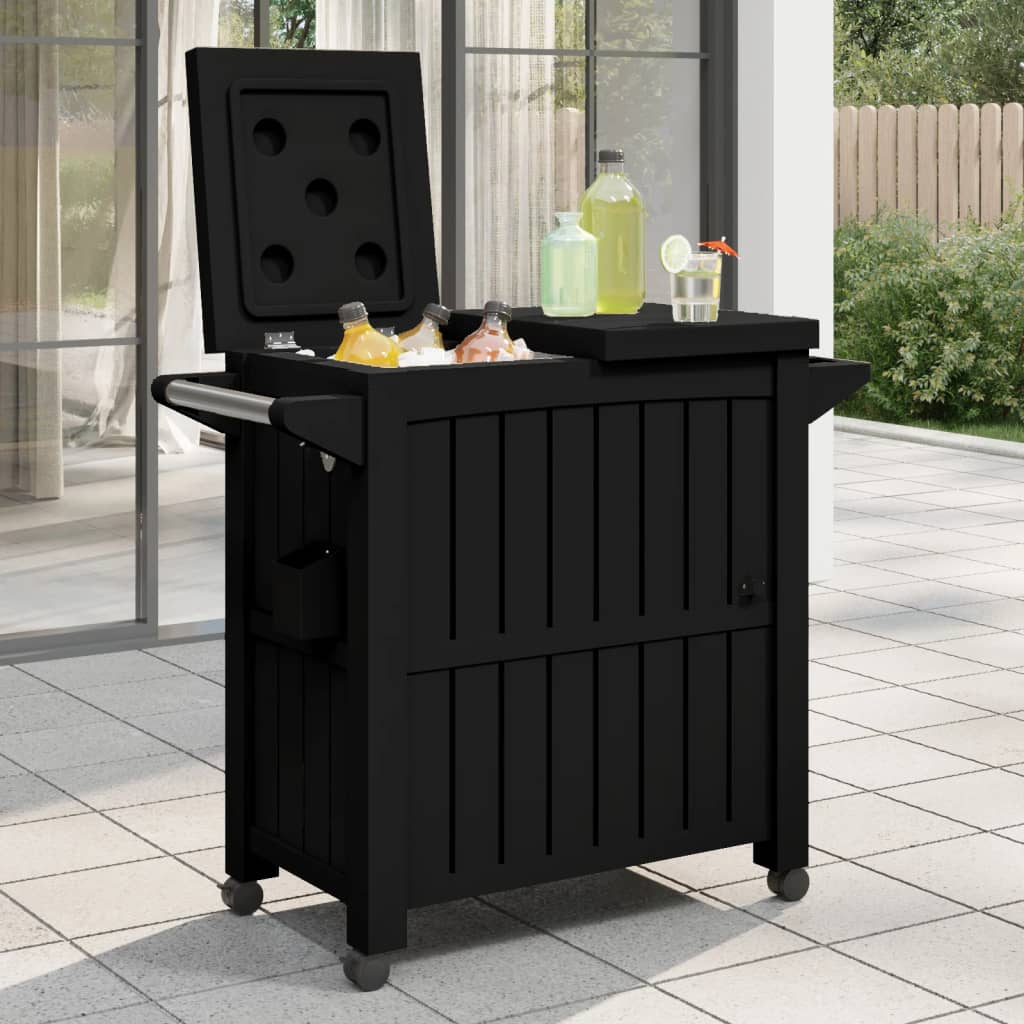 Schwarzer 3-in-1 Servierwagen mit Kühlbox