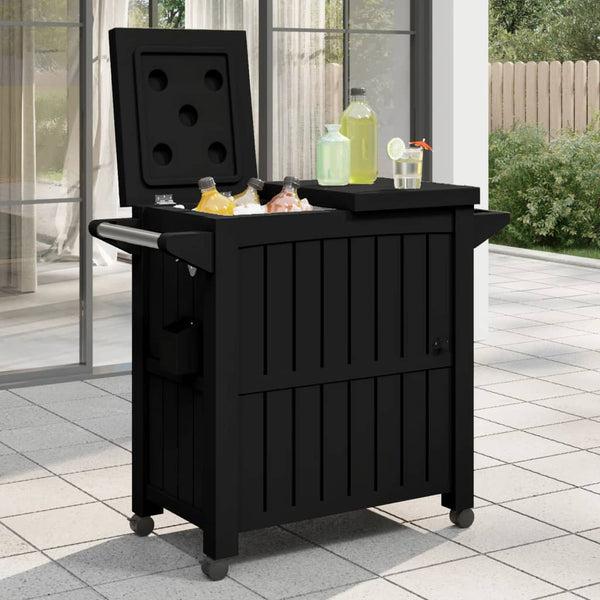 Schwarzer 3-in-1 Servierwagen mit Kühlbox