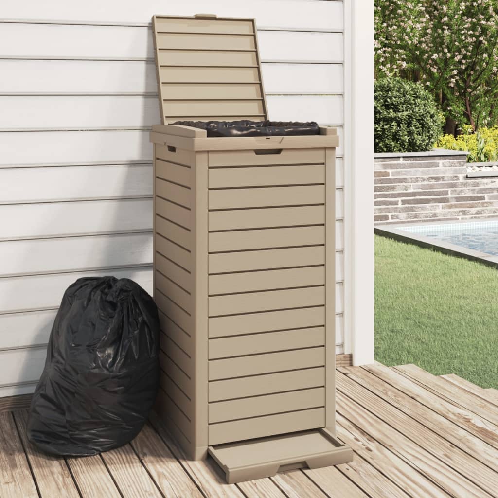 Hellbraune Outdoor-Mülltonne 118L
