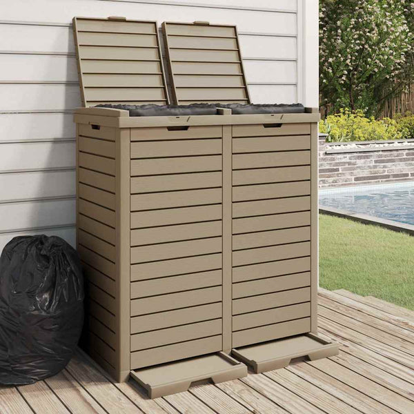 vidaXL Poubelle d'extérieur marron clair 78x41x86 cm polypropylène