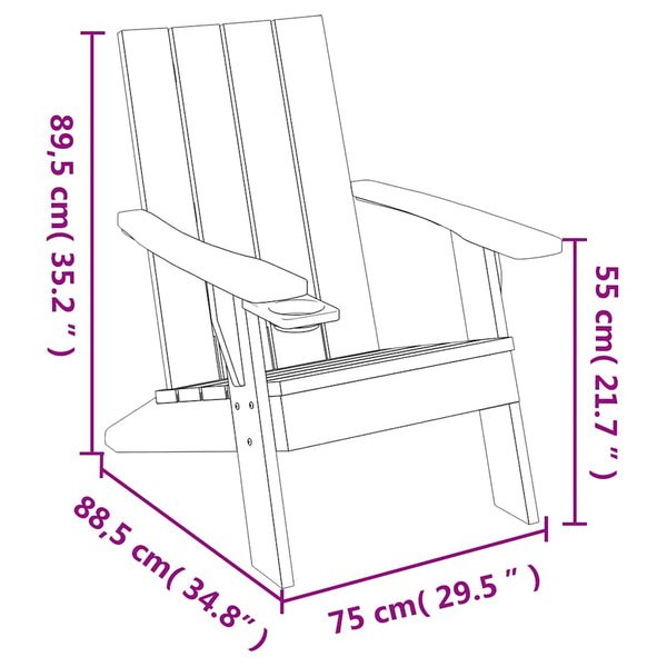 vidaXL Chaise de jardin Adirondack marron clair 75x88,5x89,5 cm polypropylène