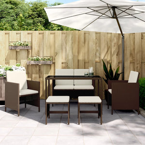 6-tlg. Garten Essgruppe Braun Poly Rattan