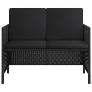 6-tlg. Garten-Essgruppe mit Kissen Schwarz Poly Rattan