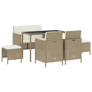 6-tlg. Garten Essgruppe Beige Poly Rattan