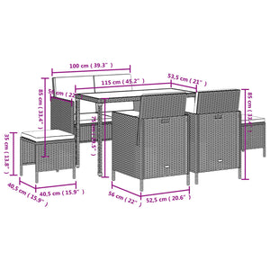 6-tlg. Garten Essgruppe Beige Poly Rattan